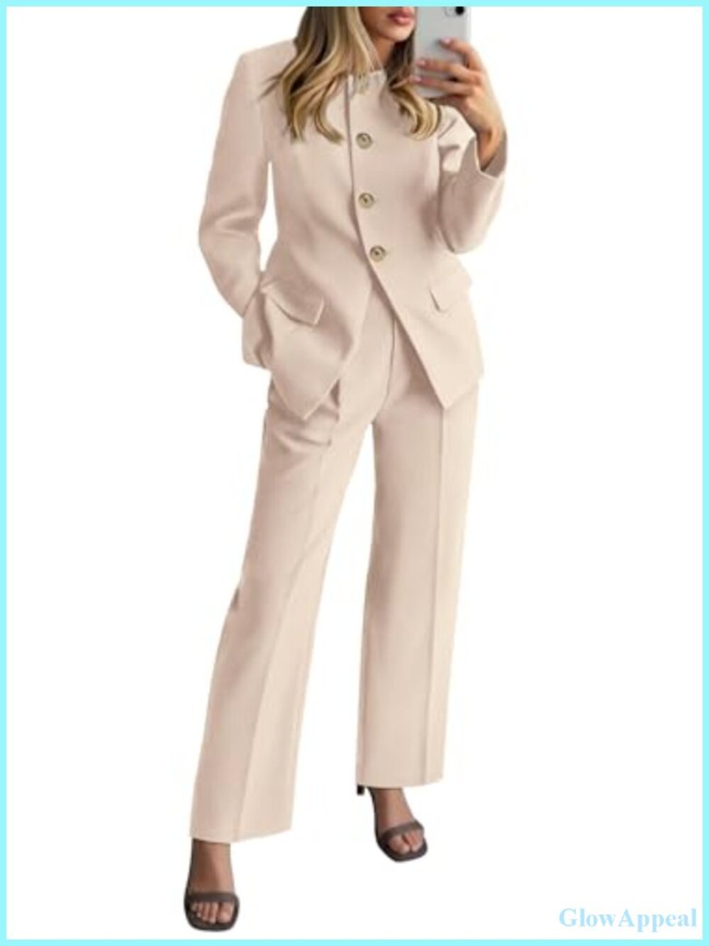 BTFBM Two Piece Blazer & Wide Leg Pant Suit Set Business Casual Office